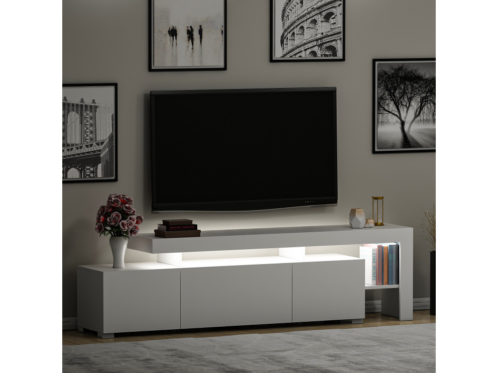Suporte de TV em madeira "Beliz" 192 x 37 x 53 cm - Branco