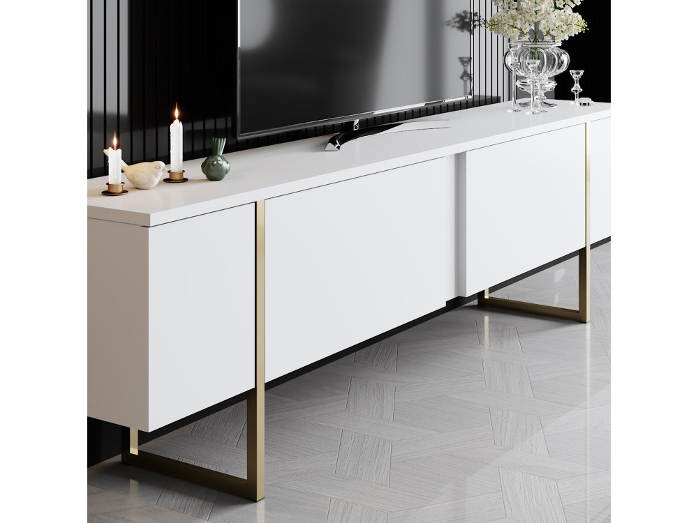 Suporte para televisor em madeira "Luxe" - 180 x 30 x 50 cm - Ouro branco