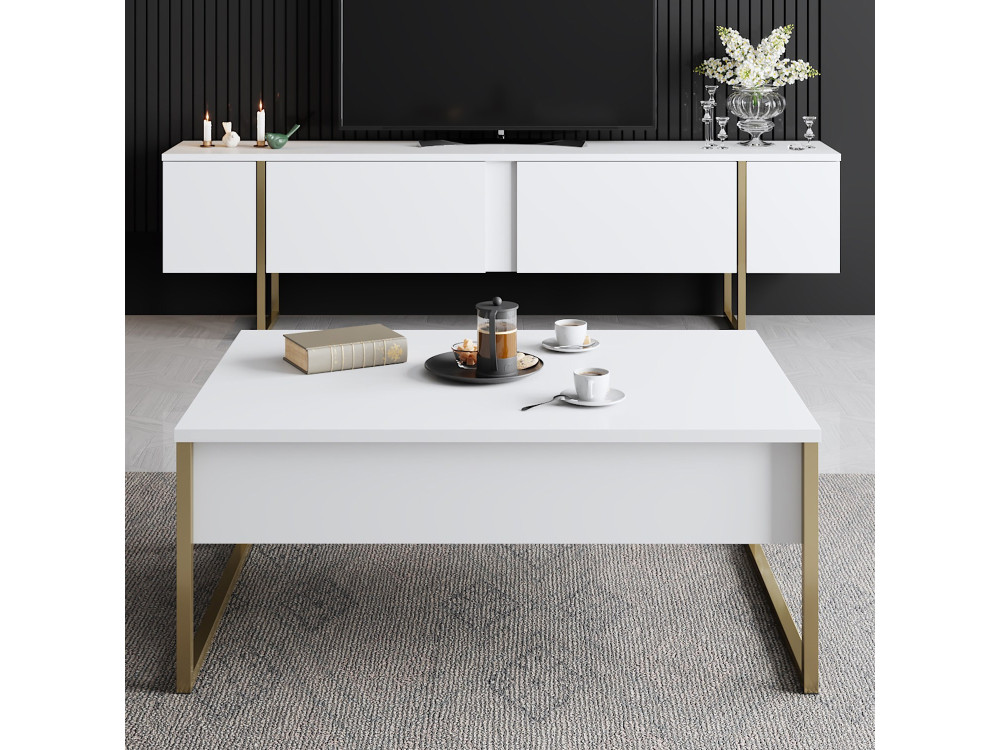 Suporte para televisor em madeira "Luxe" - 180 x 30 x 50 cm - Ouro branco