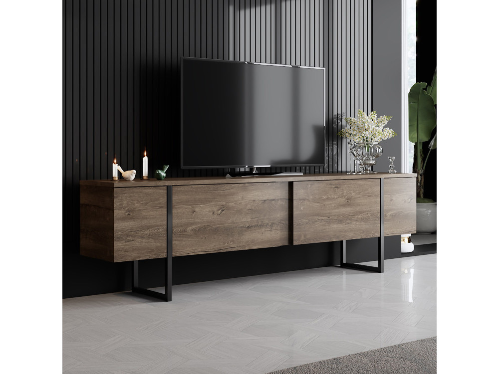 Suporte de TV em madeira "Luxe" - 180 x 30 x 50 cm - NogueiraPreto