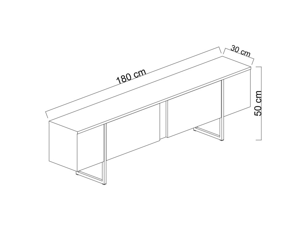 Suporte de TV em madeira "Luxe" - 180 x 30 x 50 cm - NogueiraPreto