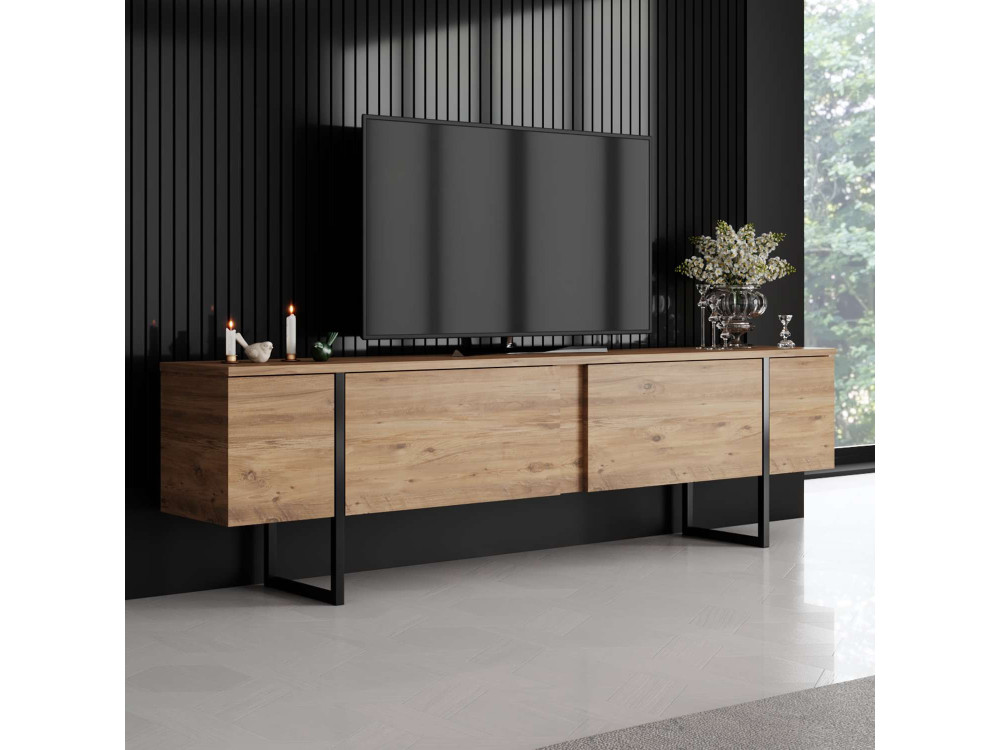 Suporte de TV em madeira "Luxe" - 180 x 30 x 50 cm - Castanho