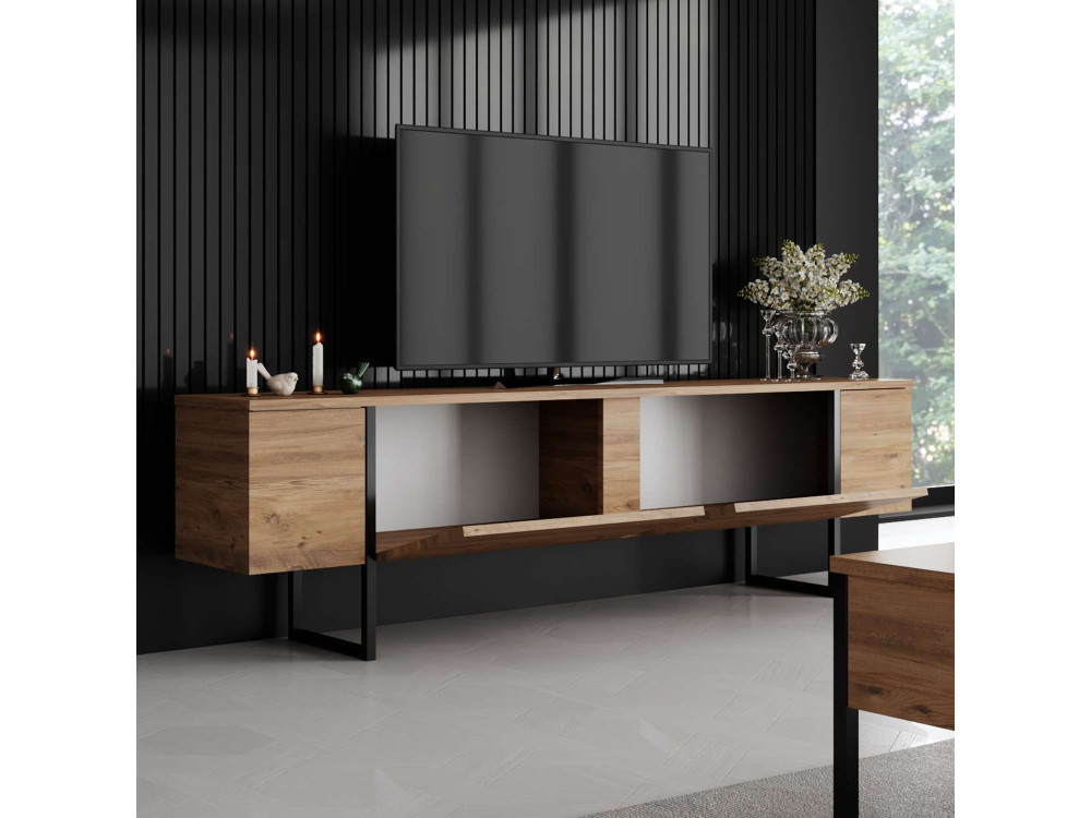 Suporte de TV em madeira "Luxe" - 180 x 30 x 50 cm - Castanho