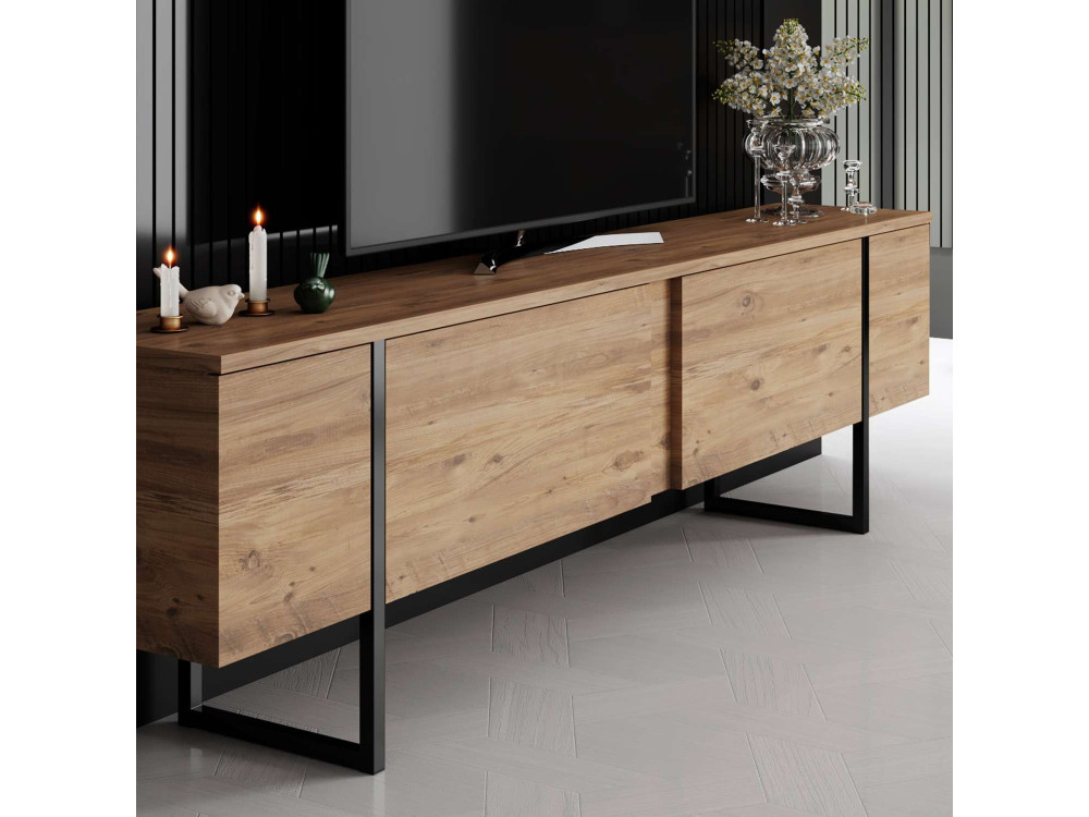Suporte de TV em madeira "Luxe" - 180 x 30 x 50 cm - Castanho