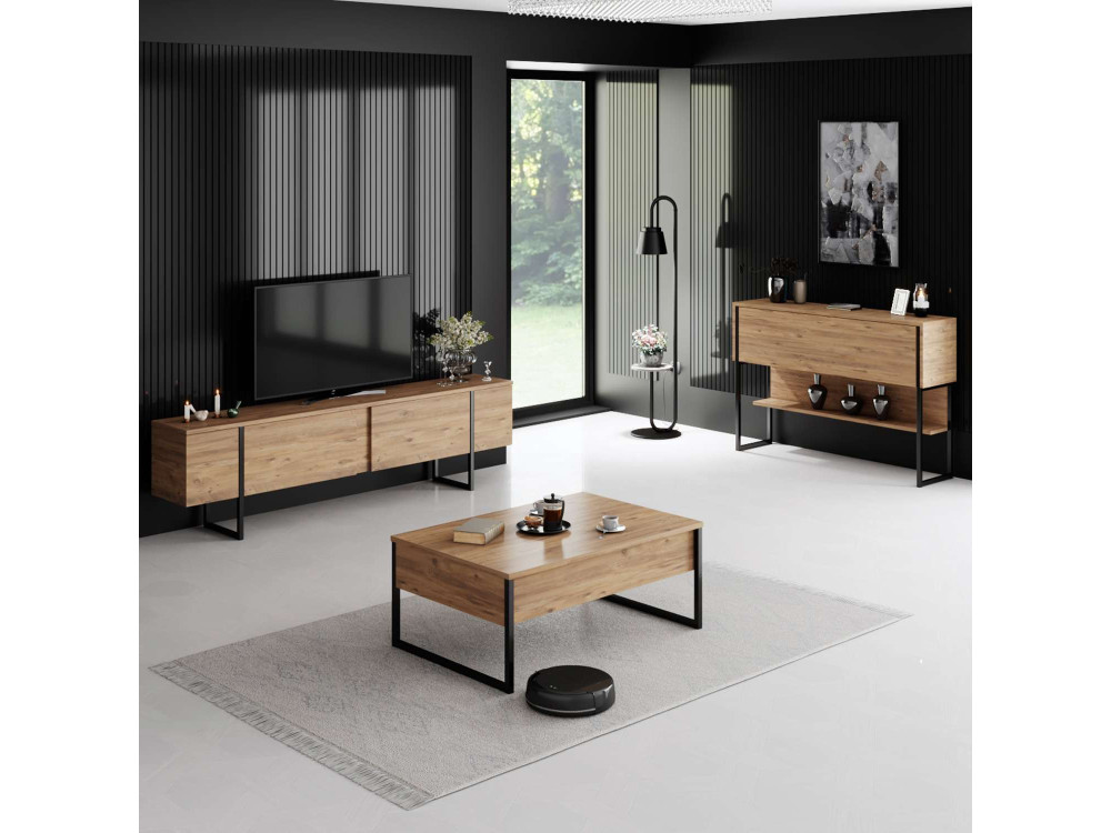 Suporte de TV em madeira "Luxe" - 180 x 30 x 50 cm - Castanho