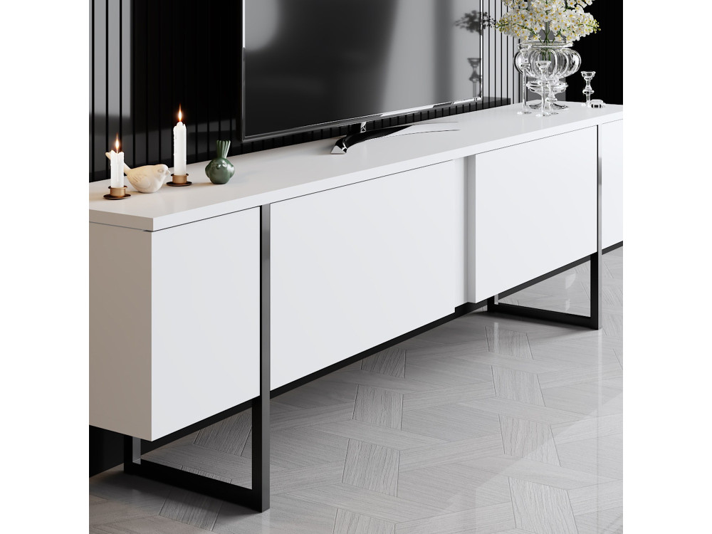 Suporte de TV em madeira "Luxe" - 180 x 30 x 50 cm - Branco