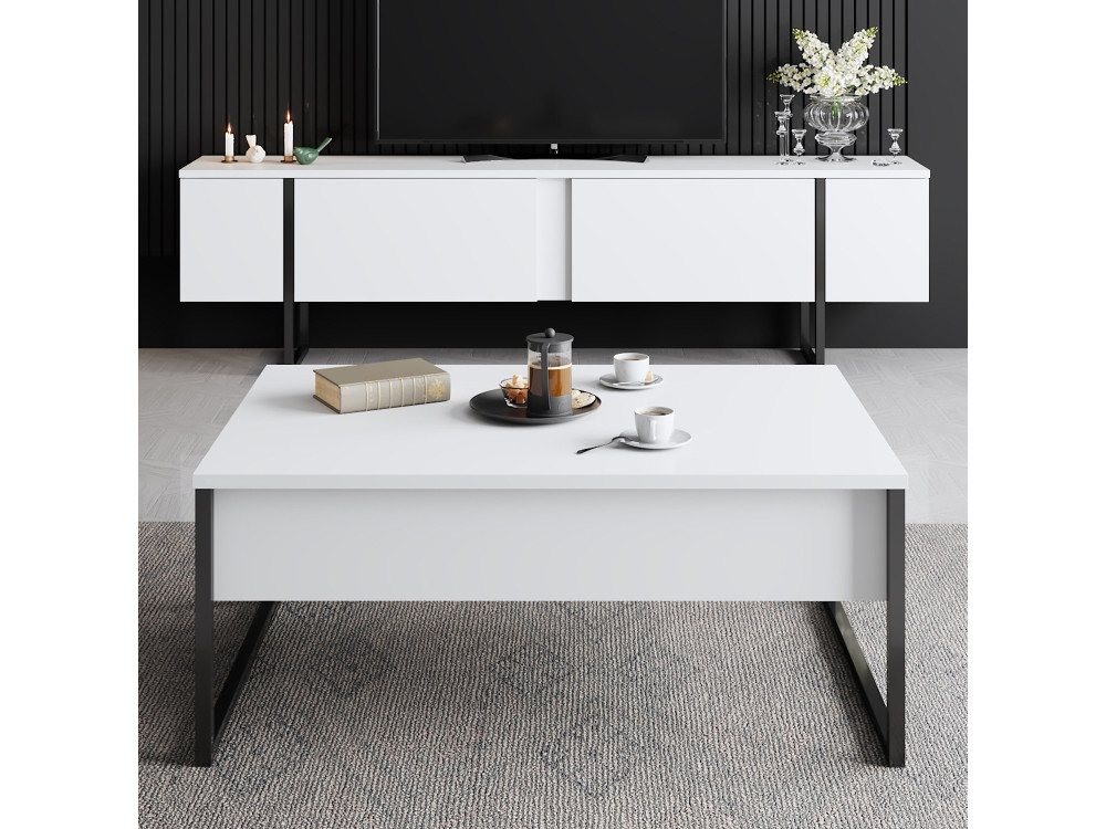 Suporte de TV em madeira "Luxe" - 180 x 30 x 50 cm - Branco