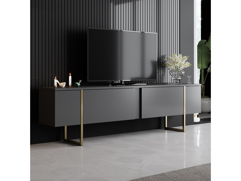 Suporte de TV em madeira "Luxe" - 180 x 30 x 50 cm - Dourado