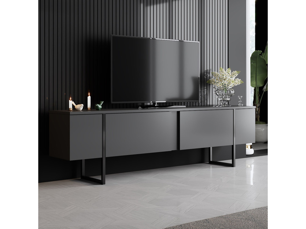 Suporte de TV em madeira "Luxe" - 180 x 30 x 50 cm - Preto