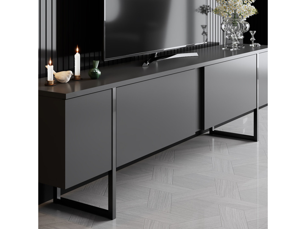 Suporte de TV em madeira "Luxe" - 180 x 30 x 50 cm - Preto