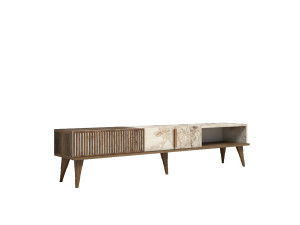 Suporte de TV em madeira "Milan" - 180 x 35 x 40 cm - NogueiraBranco