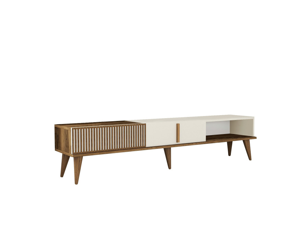 Suporte para televisor em madeira "Milan" - 180 x 35 x 40 cm - Creme de nogueira