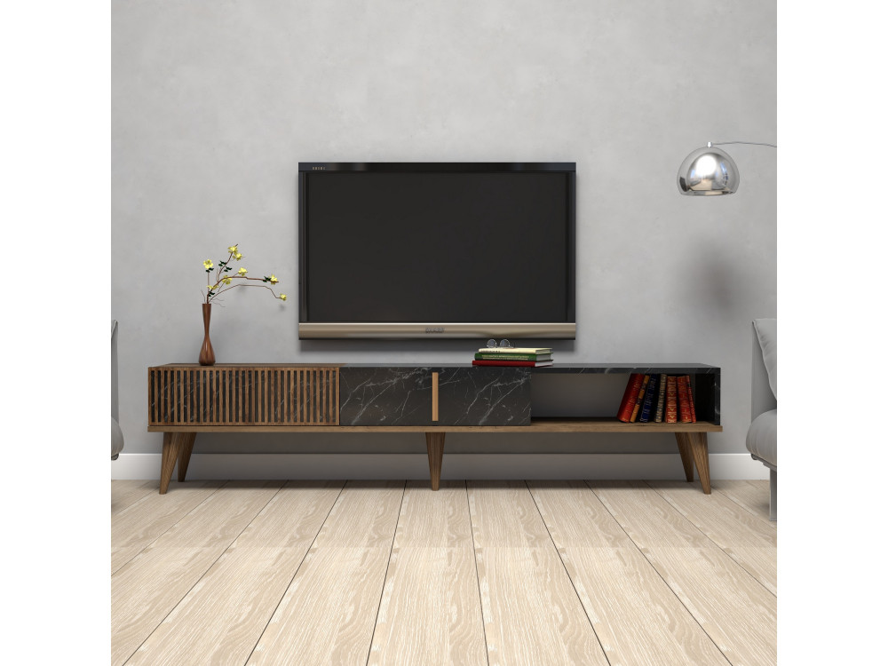 Suporte para televisor em madeira "Milan" - 180 x 35 x 40 cm - Preto nogueira