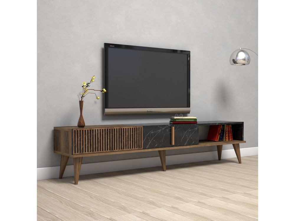 Suporte para televisor em madeira "Milan" - 180 x 35 x 40 cm - Preto nogueira
