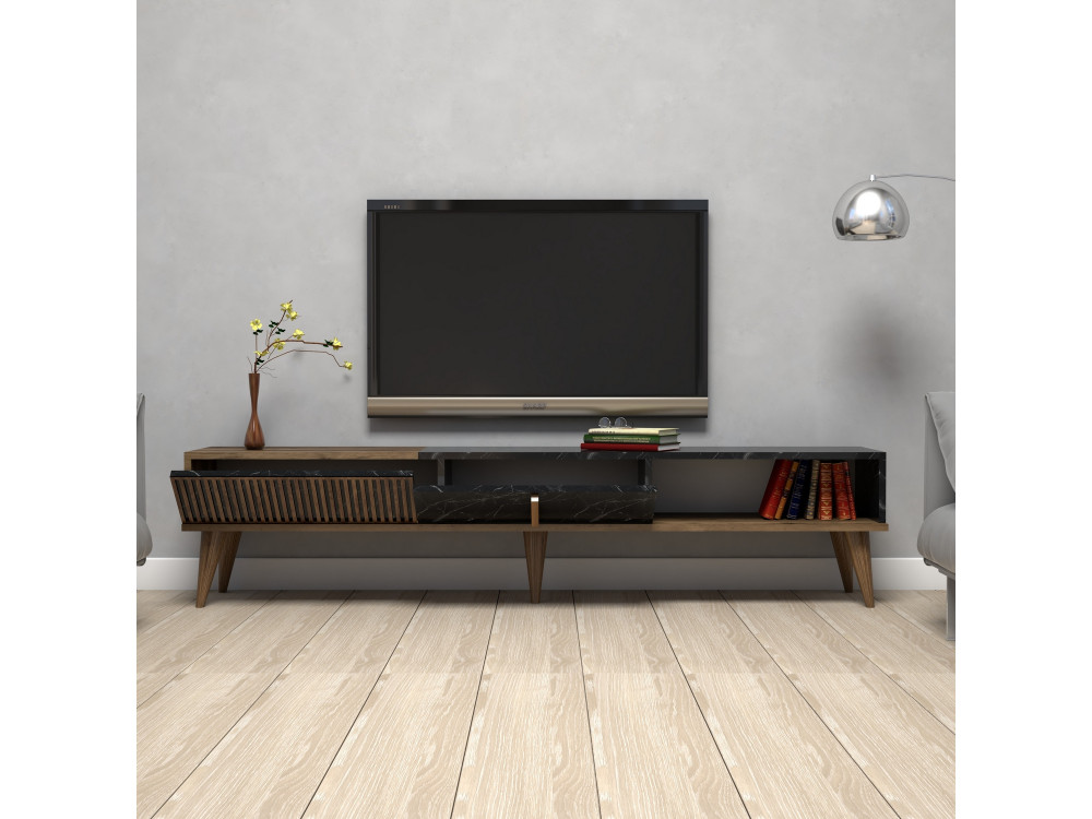 Suporte para televisor em madeira "Milan" - 180 x 35 x 40 cm - Preto nogueira