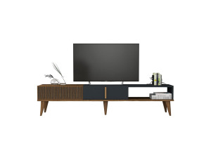 Suporte de TV em madeira "Milan" - 180 x 35 x 40 cm - Nogueira, Antracite