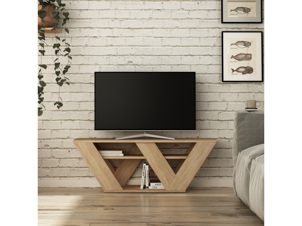 Suporte para televisor em madeira "Pipralla" - 110 x 30 x 40 cm - Carvalho