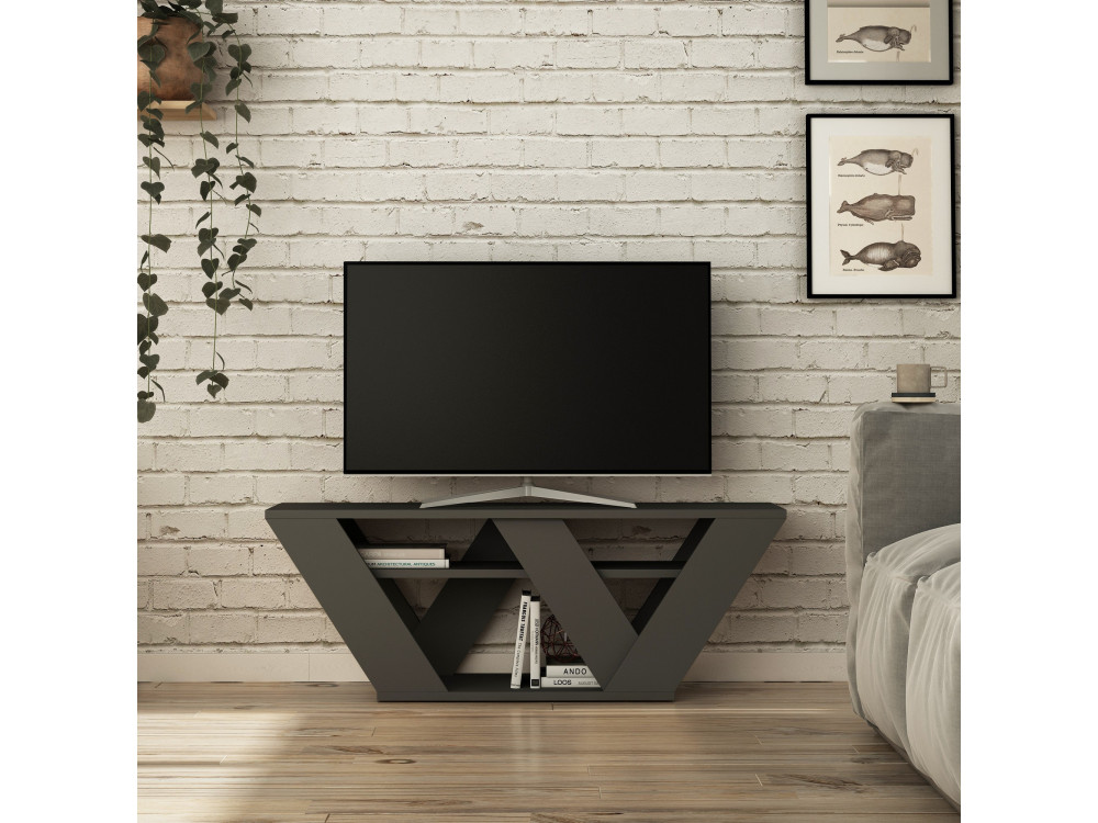 Móvel TV "Pipralla" em madeira - 110 x 30 x 40 cm - Antracite