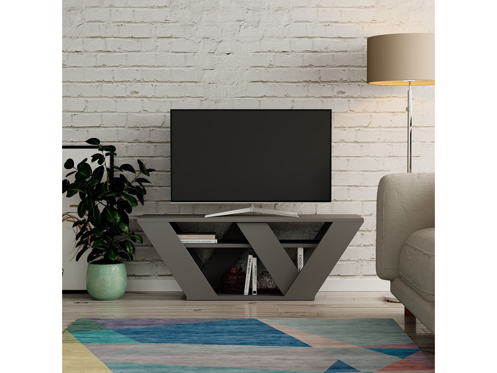Móvel TV "Pipralla" em madeira - 110 x 30 x 40 cm - Antracite