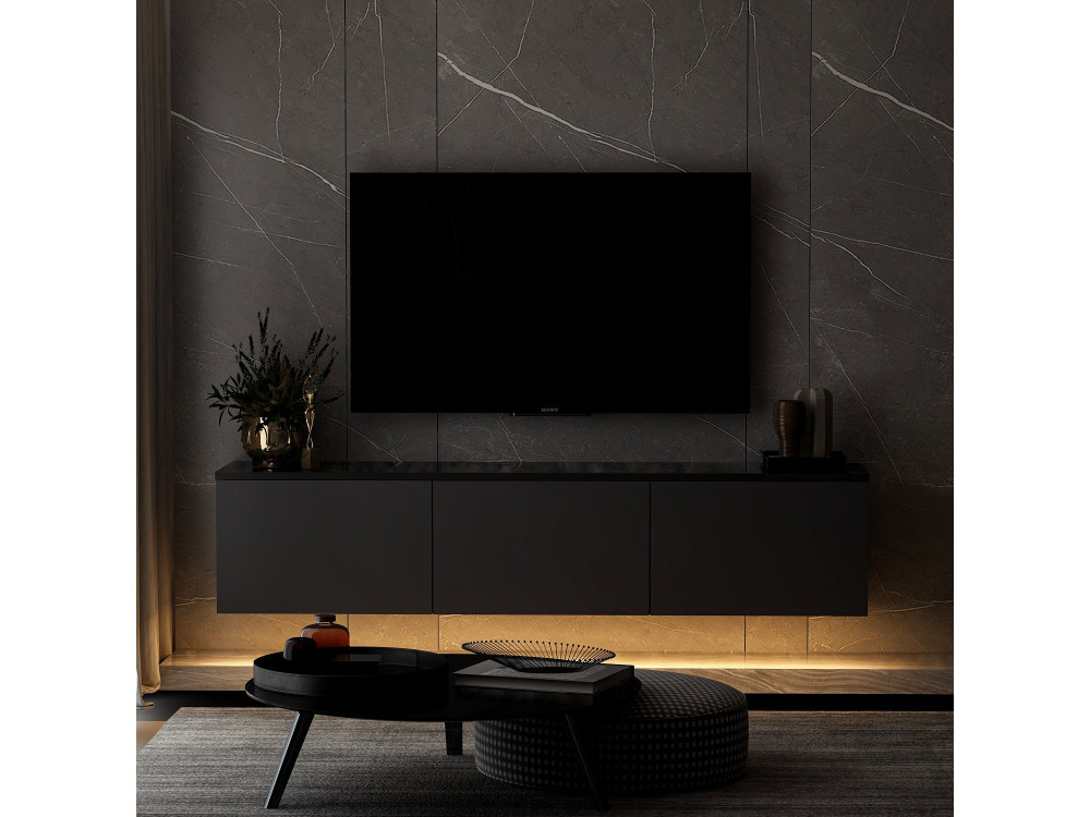 Suporte de TV em madeira "Neon" - 160 x 32 x 35 cm - Antracite