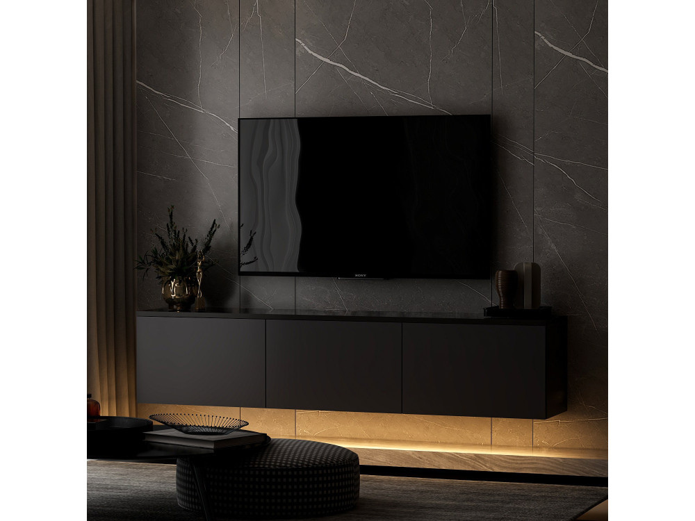 Suporte de TV em madeira "Neon" - 160 x 32 x 35 cm - Antracite