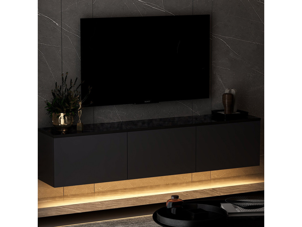 Suporte de TV em madeira "Neon" - 160 x 32 x 35 cm - Antracite