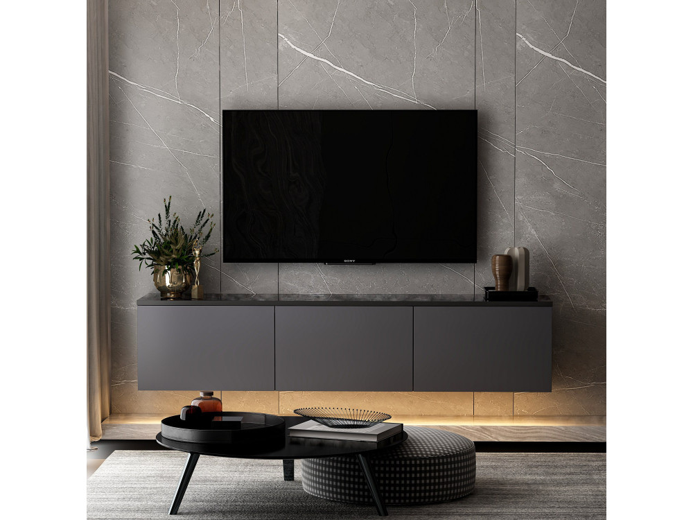 Suporte de TV em madeira "Neon" - 160 x 32 x 35 cm - Antracite