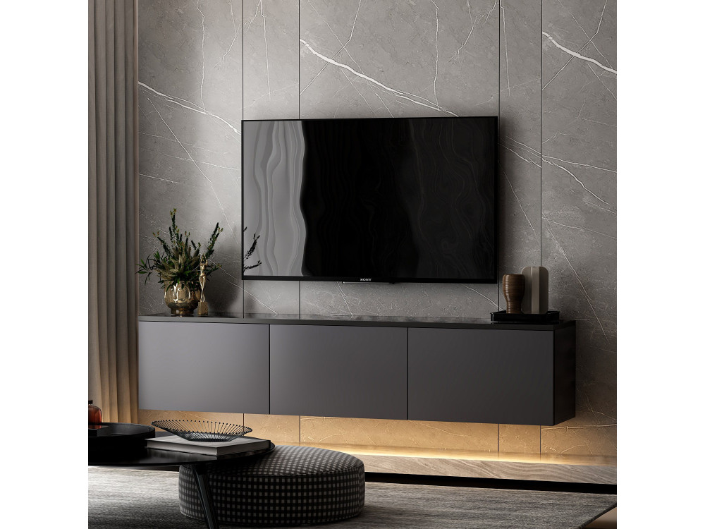 Suporte de TV em madeira "Neon" - 160 x 32 x 35 cm - Antracite