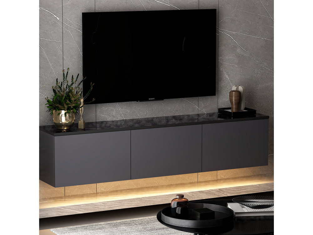 Suporte de TV em madeira "Neon" - 160 x 32 x 35 cm - Antracite