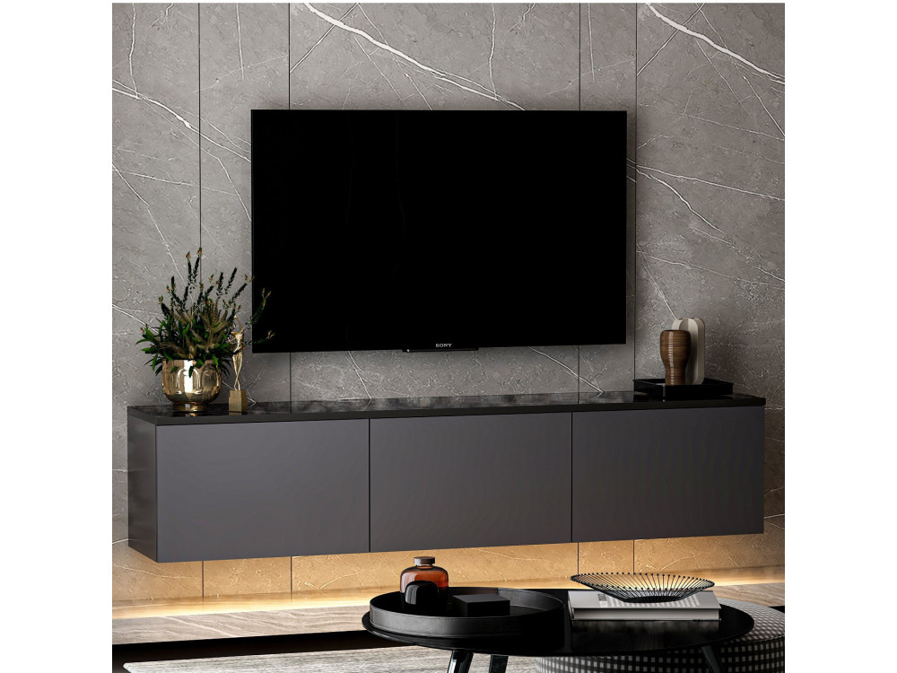 Suporte de TV em madeira "Neon" - 160 x 32 x 35 cm - Antracite