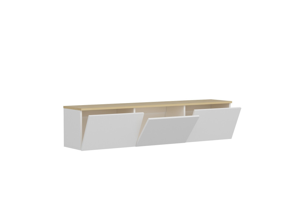 Suporte de TV em madeira "Neon" - 160 x 32 x 35 cm - Carvalho branco