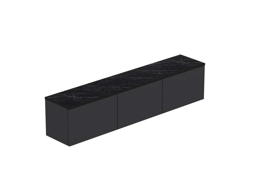 Móvel TV de madeira suspenso "Neon" com iluminação LED - 160 x 32 x 35 cm - Cinzento antracite