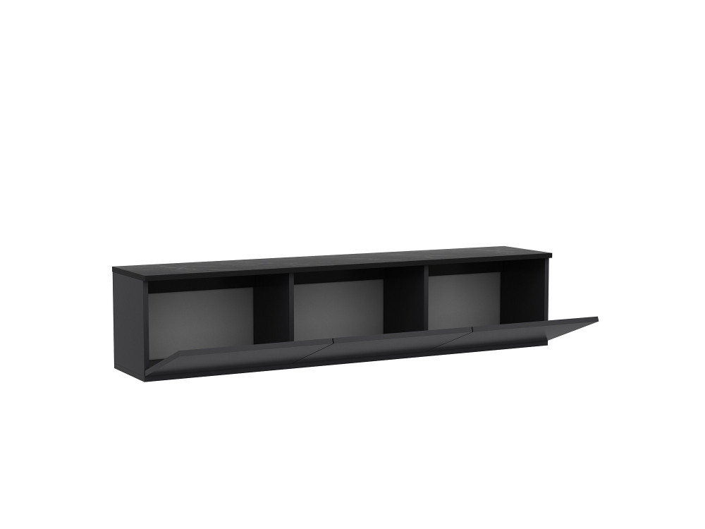 Móvel TV de madeira suspenso "Neon" com iluminação LED - 160 x 32 x 35 cm - Cinzento antracite