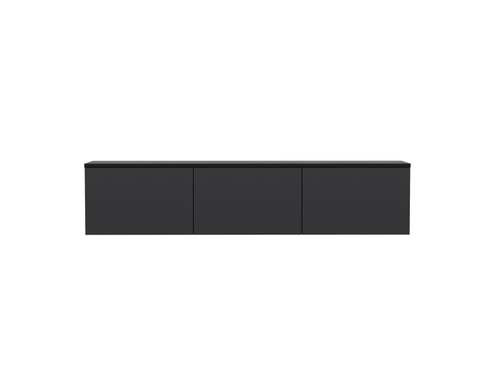 Móvel TV de madeira suspenso "Neon" com iluminação LED - 160 x 32 x 35 cm - Cinzento antracite