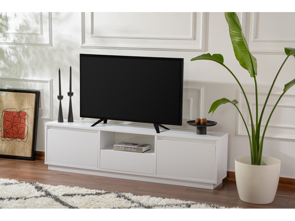 Móvel TV "Vanguard" em madeira - 160 x 29 x 42 cm - Branco natural