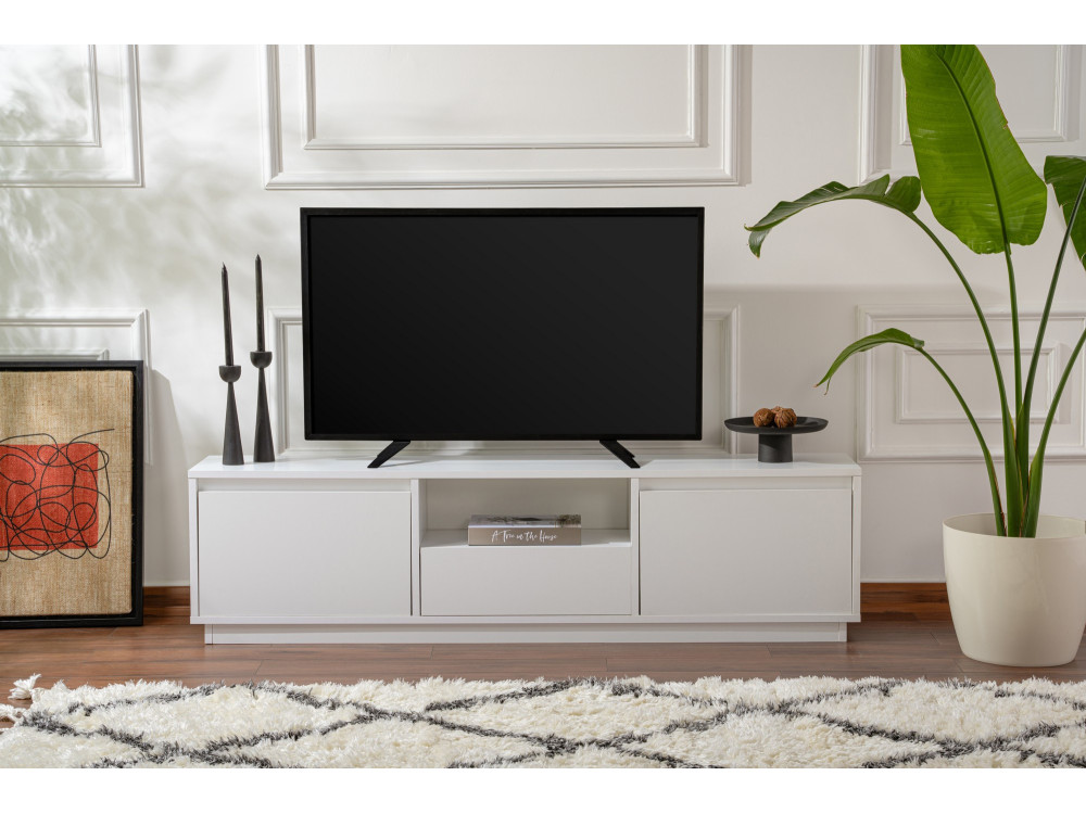 Móvel TV "Vanguard" em madeira - 160 x 29 x 42 cm - Branco natural