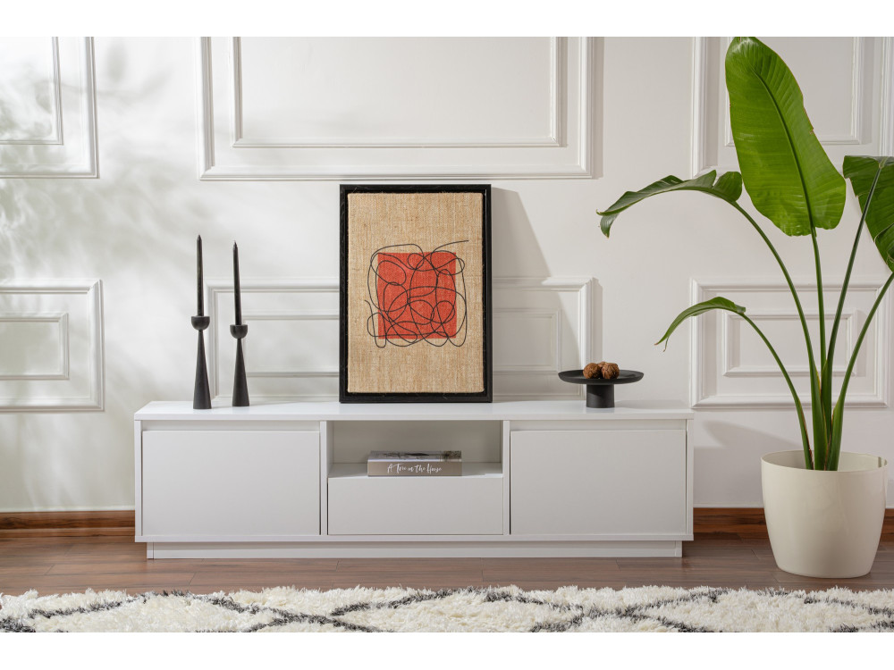 Móvel TV "Vanguard" em madeira - 160 x 29 x 42 cm - Branco natural
