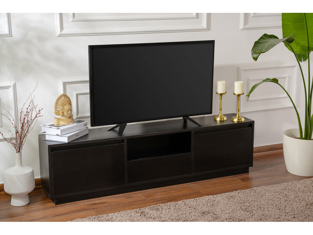 Suporte de TV em madeira "Vanguard" 160 x 30 x 42 cm - Madeira preta
