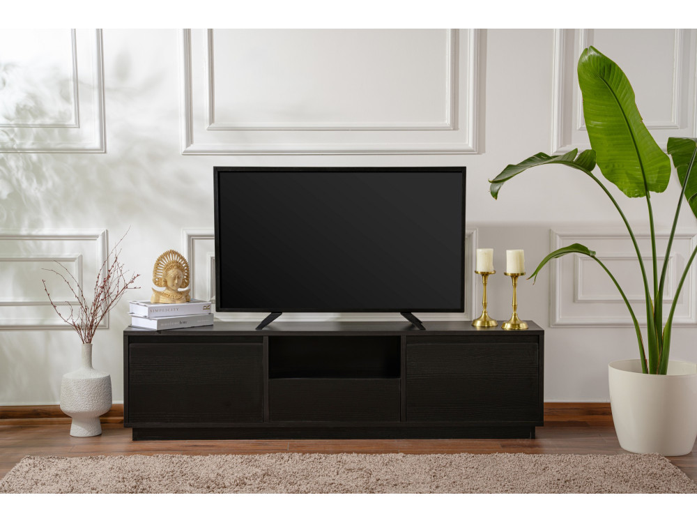 Suporte de TV em madeira "Vanguard" 160 x 30 x 42 cm - Madeira preta
