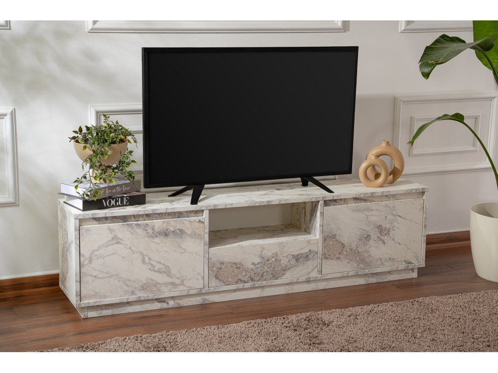 Suporte de TV em madeira "Vanguard" 160 x 30 x 42 cm - mármore Freesia