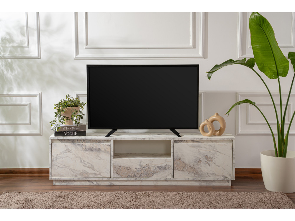Suporte de TV em madeira "Vanguard" 160 x 30 x 42 cm - mármore Freesia