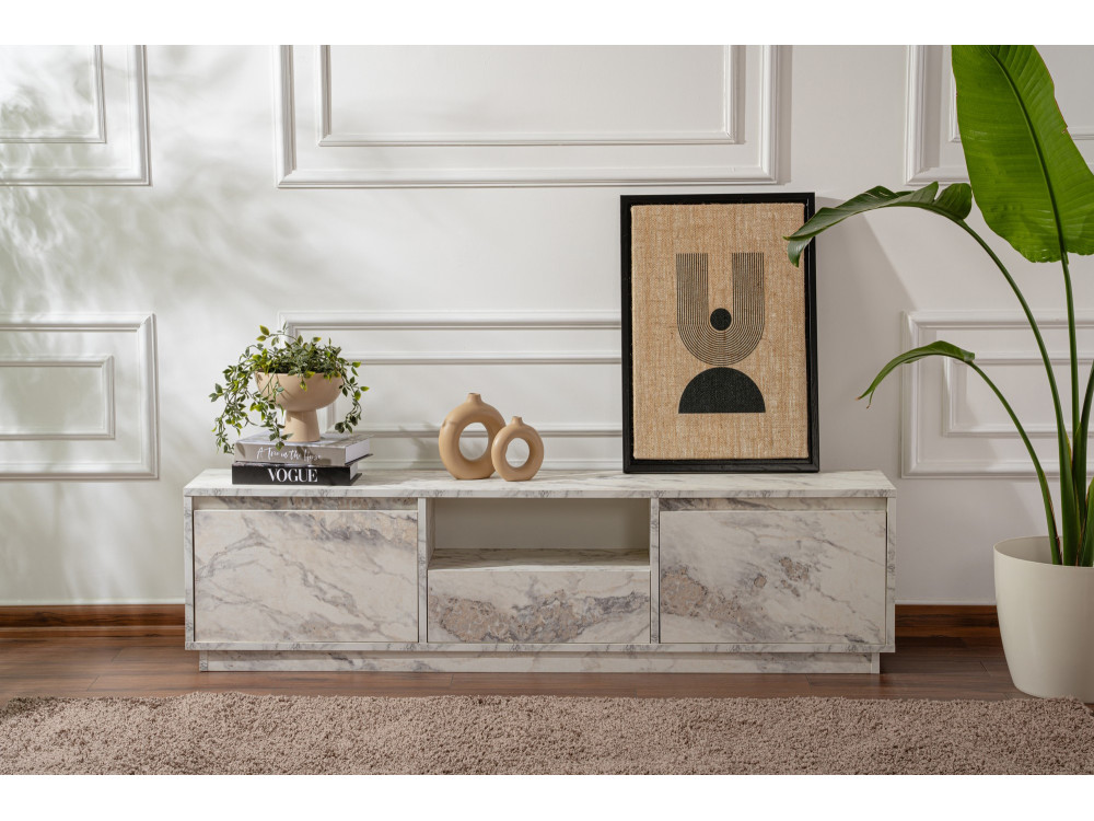 Suporte de TV em madeira "Vanguard" 160 x 30 x 42 cm - mármore Freesia