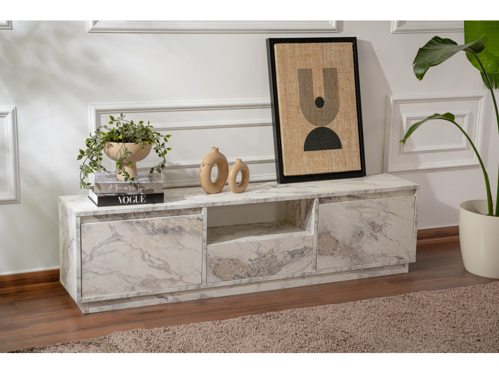 Suporte de TV em madeira "Vanguard" 160 x 30 x 42 cm - mármore Freesia