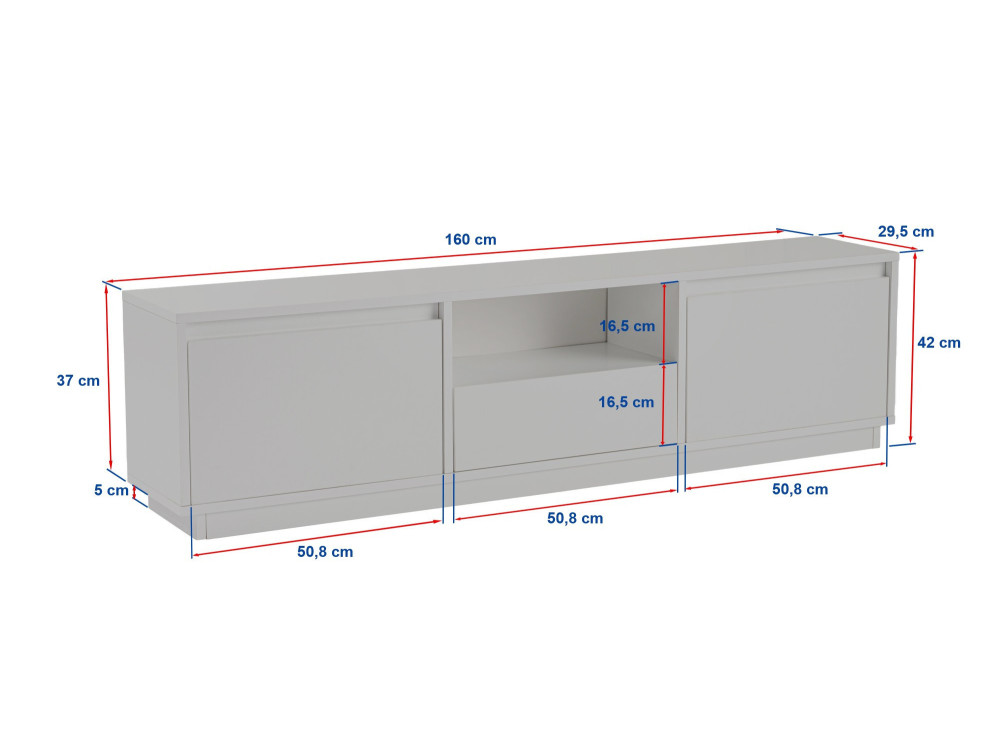 Suporte de TV em madeira "Vanguard" 160 x 30 x 42 cm - mármore Freesia