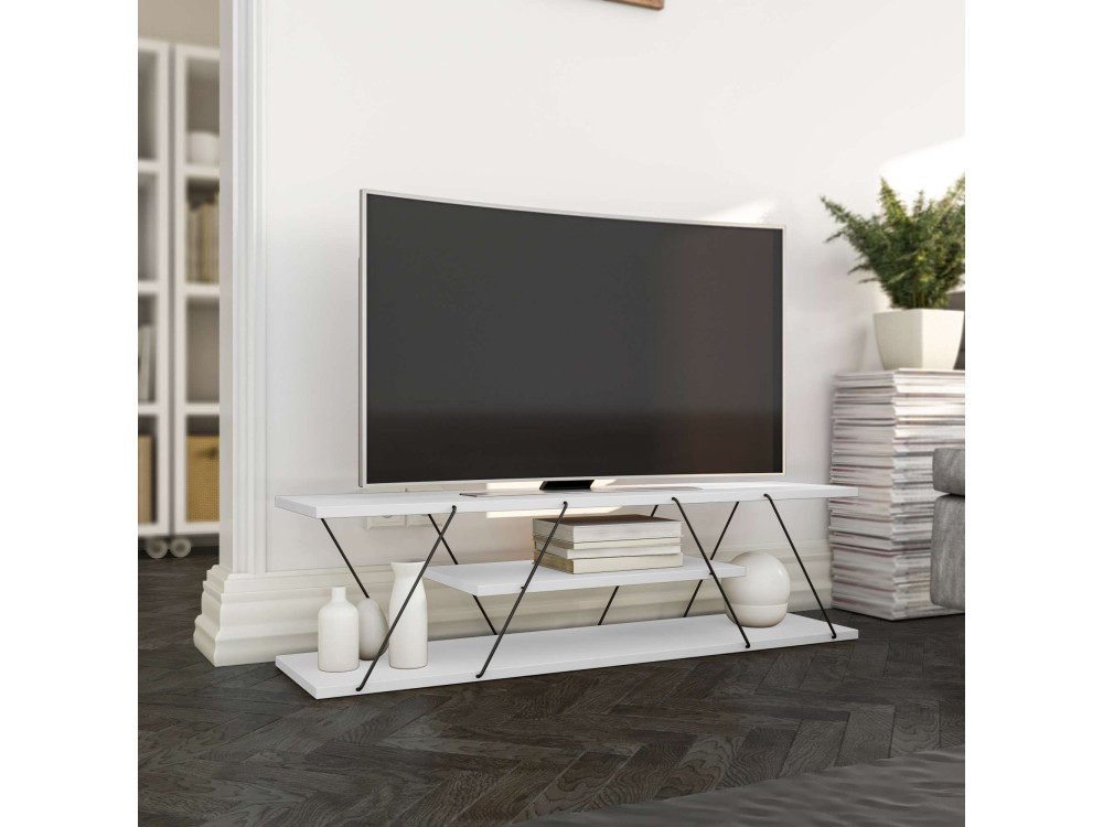 Mesa de TV de madeira "April" - 120 x 30 x 33 cm - Branco