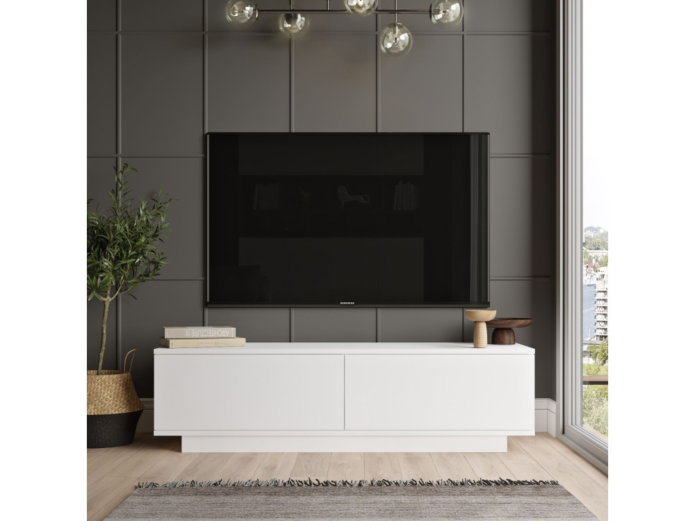 Suporte de TV em madeira "FN1" - 140 x 35 x 38 cm - Branco