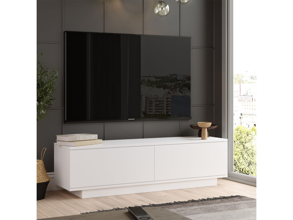 Suporte de TV em madeira "FN1" - 140 x 35 x 38 cm - Branco