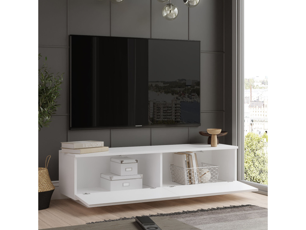 Suporte de TV em madeira "FN1" - 140 x 35 x 38 cm - Branco