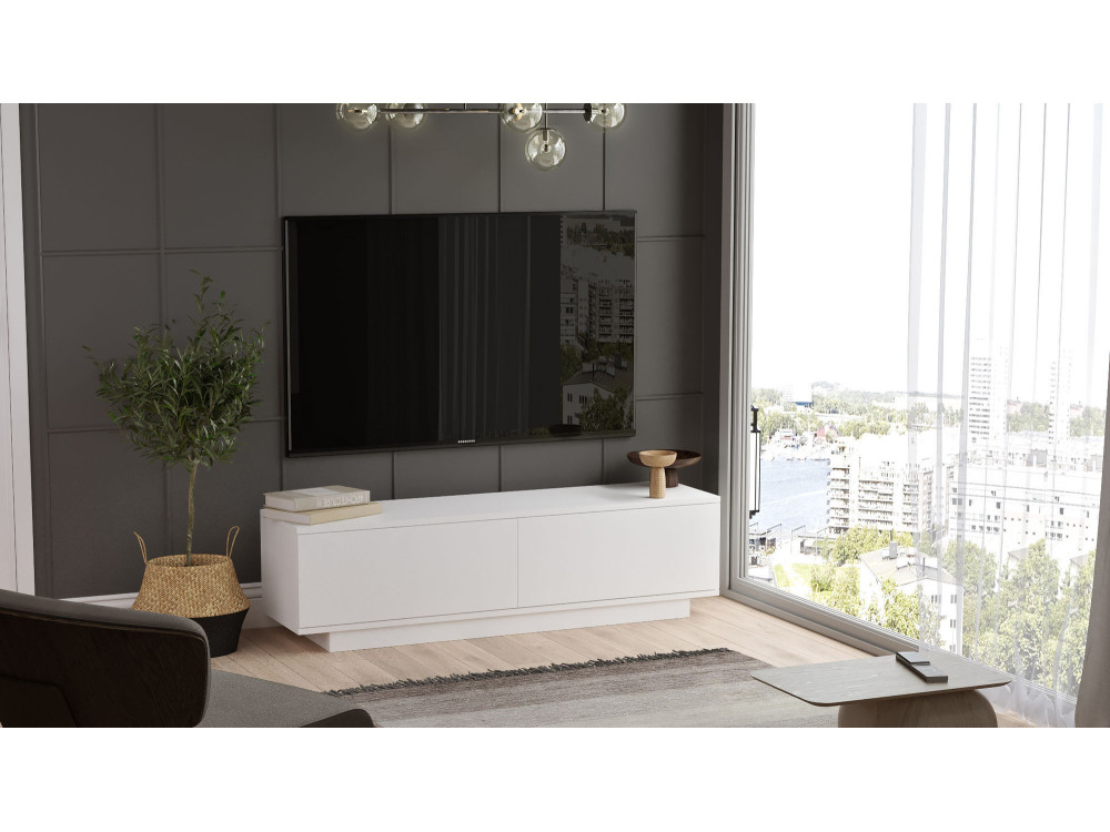 Suporte de TV em madeira "FN1" - 140 x 35 x 38 cm - Branco