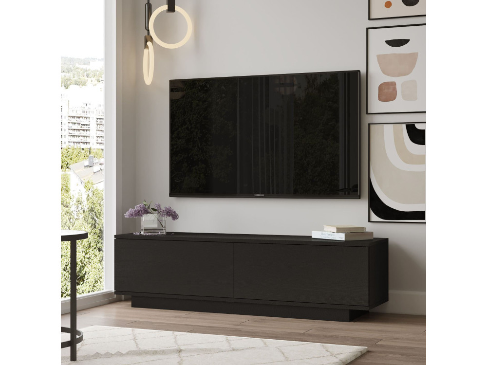 Suporte de TV em madeira "FN1" - 140 x 35 x 38 cm - Preto